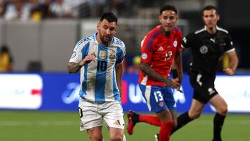 Soccer Football - Copa America 2024 - Group B - Chile v Argentina - MetLife Stadium, East Rutherford, New Jersey, United States - June 25, 2024  Argentina's Lionel Messi in action REUTERS/Agustin Marcarian