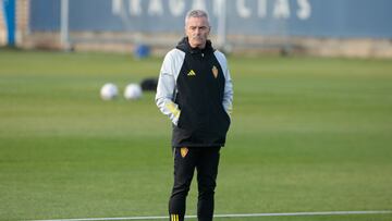 Fran Escribá durante un entrenamiento con el Zaragoza.