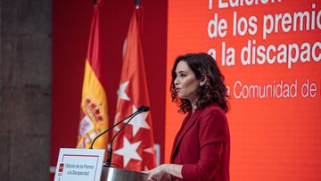 La presidenta de la Comunidad de Madrid, Isabel Díaz Ayuso, interviene durante la entrega de premios del VI Congreso de Editores de Medios Unión Europea-América Latina en el Espacio Loop 21, a 9 de febrero de 2023, en Madrid (España). El VI Congreso Internacional de Editores de Medios Unión Europea - América Latina se ha celebrado bajo el lema '¿Cómo construir un nuevo modelo de comunicación sostenible?'.
09 FEBRERO 2023
Gabriel Luengas / Europa Press
09/02/2023