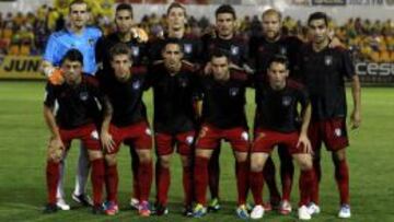 Once del Recreativo de Huelva que se enfrentó al Alcorcón esta temporada.