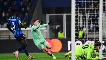 Athletic Bilbao's Spanish forward #22 Nico Serrano celebrates after scoring his team second goal during the UEFA Champions League, league phase day 7, football match between Atalanta Bergame and Athletic Bilbao at the stadio Atleti Azzurri d'Italia stadium in Bergamo on January 21, 2026. (Photo by PIERO CRUCIATTI / AFP)