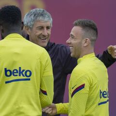 Cumbre Setién-Arthur antes del entrenamiento