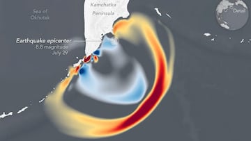 Ola de tsunami desde el espacio