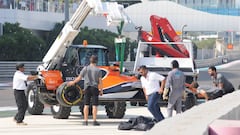 Accidente de Fernando Alonso en el test de Abu Dhabi. 
