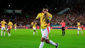 MATURIN, VENEZUELA - SEPTEMBER 9: Luis Suárez of Colombia celebrates his goal with his teammates during the FIFA World Cup 2026 Qualifier match between Venezuela and Colombia at Estadio Monumental de Maturin on September 9, 2025 in Maturin, Venezuela. (Photo by Alejandro Teran/Eurasia Sport Images/Getty Images)