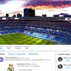 Theo olvida al Atlético y saluda a su "nueva afición" en Twitter