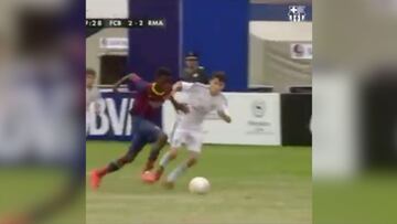 El Barcelona presume de un gol de Ilaix de ni?o contra el Madrid: "Nos suena de algo..."