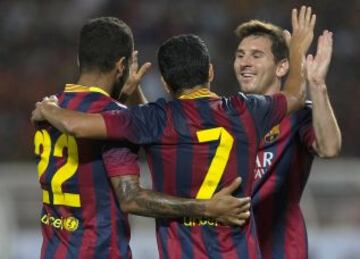 Alegria de los jugadores del Barcelona