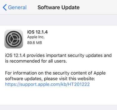 Nueva actualización iOS 12.1.4 de Apple que corrige el Facetime de Grupo