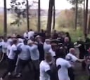 French and Dutch hooligans stage brutal arranged fight