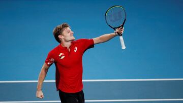 Tennis - ATP Cup - Ken Rosewall Arena, Sydney, Australia - January 10, 2020  Belgium&#039;s David Goffin celebrates winning his Quarter Final singles match against Spain&#039;s Rafael Nadal  REUTERS/Edgar Su