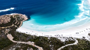 Playa de Wharton (Australia), donde se ha encontrado la botella.