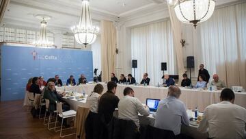 Rueda de prensa de Carlos Mouriño en la sede del Celta.