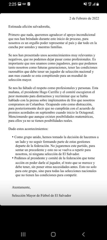 Los jugadores de El Salvador disputarán el partido pese a renunciar previamente a ello