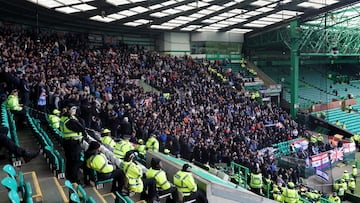 Soccer Football - Scottish Premiership - Celtic v Rangers - Celtic Park, Glasgow, Scotland, Britain - March 16, 2025 General view of Rangers fans in the stands before the match REUTERS/Russell Cheyne