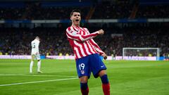 MADRID, SPAIN - JANUARY 26: Alvaro Morata Atletico de Madrid celebrates after scoring his team's first goal during Copa del Rey Quarter Final match between Real Madrid CF and Atletico de Madrid at Estadio Santiago Bernabeu on January 26, 2023 in Madrid, Spain. (Photo by Diego Souto/Quality Sport Images/Getty Images)