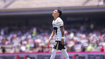 Leonardo Suarez of Pumas during the 1st round match between Pumas UNAM and Leon as part of the Torneo Apertura 2024 Liga MX at Olimpico Universitario Stadium on July 07, 2024 in Mexico City, Mexico.