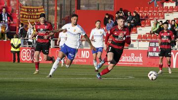 Maikel Mesa, durante el partido contra el Mirandés.