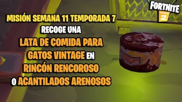 ¿Dónde recoger latas de comida de gatos vintage en Rincón Rencoroso o Acantilados Arenosos en Fortnite Temporada 7?