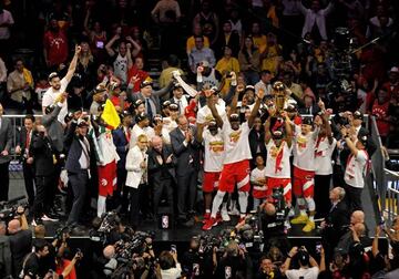 Toronto Raptors celebrando el título de campeón de la NBA.