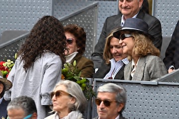 Xisca Perelló y la Infanta Elena asisten al partido entre Rafa Nadal y el argentino Pedro Cachín del Mutua Madrid Open.
29/04/2024
