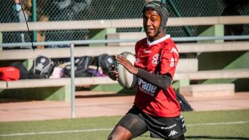 El jugador de rugby del CAU Valencia Álvaro García Ramón, durante un partido.