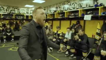 La cara de los jugadores lo dice todo: McGregor y su loca arenga a los Boston Bruins