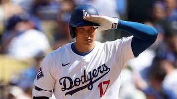 LOS ANGELES, CALIFORNIA - MARCH 28: Shohei Ohtani #17 of the Los Angeles Dodgers looks on during his at bat in the seventh inning of a game against the St. Louis Cardinals at Dodger Stadium on March 28, 2024 in Los Angeles, California.   Sean M. Haffey/Getty Images/AFP (Photo by Sean M. Haffey / GETTY IMAGES NORTH AMERICA / Getty Images via AFP)