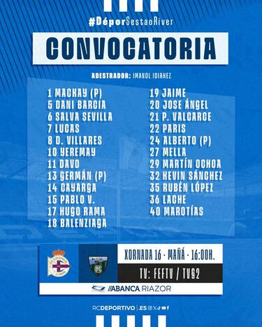Yeremay y Jaime estar¨¢n con el Depor ante el Sestao