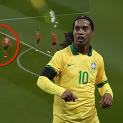 Ha sido, es y será el rey del caño: Ronaldinho y otro "tunel" más para su colección...