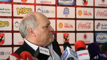 Former Tottenham manager Martin Jol attends a press conference as he was unveiled as the new coach for Egyptian Premier League leaders Al-Ahly in Cairo, Egypt