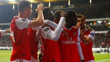 El Arsenal celebra el segundo gol del partido ante el Eintracht.