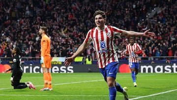 Soccer Football - UEFA Champions League - Round of 16 - First Leg - Atletico Madrid v Tottenham Hotspur - Riyadh Air Metropolitano, Madrid, Spain - March 10, 2026 Atletico Madrid's Julian Alvarez celebrates scoring their fifth goal REUTERS/Violeta Santos Moura TPX IMAGES OF THE DAY