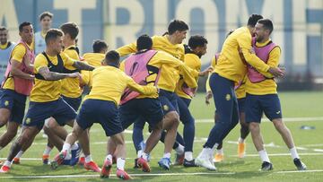 Los jugadores del Villarreal durante un entrenamiento.