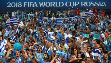 Soccer Football - World Cup - Round of 16 - Uruguay vs Portugal - Fisht Stadium, Sochi, Russia - June 30, 2018 Uruguay fans celebrate victory after the match REUTERS/Hannah Mckay