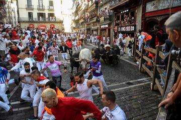 Hoy 8 de julio de 2022 se ha celebrado el segundo día de los encierros de los Sanfermines. Por las calles de Pamplona ha corrido los toros de la ganadería Fuente Ymbro.