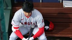 PHILADELPHIA, PENNSYLVANIA - AUGUST 29: Shohei Ohtani #17 of the Los Angeles Angels looks on before playing against the Philadelphia Phillies at Citizens Bank Park on August 29, 2023 in Philadelphia, Pennsylvania.   Tim Nwachukwu/Getty Images/AFP (Photo by Tim Nwachukwu / GETTY IMAGES NORTH AMERICA / Getty Images via AFP)