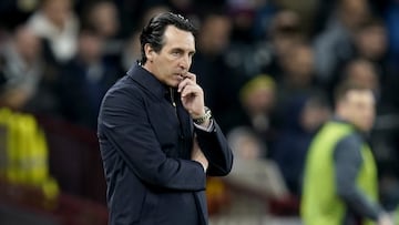 Villa manager Unai Emery watches from the touchline