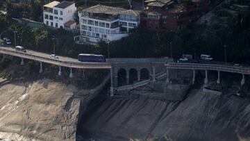 Imagen de la ciclovía que se vino abajo.