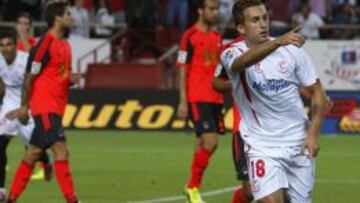 Deulofeu celebra su gol.