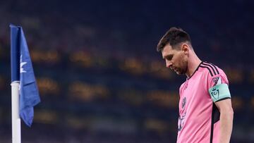 Lionel Messi of Inter Miami during the quarterfinals second leg match between Monterrey and Inter Miami as part of the CONCACAF Champions Cup 2024, at BBVA Bancomer Stadium on April 10, 2024 in Monterrey, Nuevo Leon Mexico.