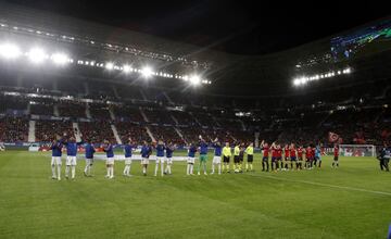 Formación de los equipos del Real Madrid y Osasuna.