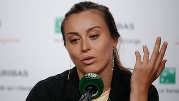 Paula Badosa, en la rueda de prensa posterior a su partido contra Aryna Sabalenka, en Roland Garros.