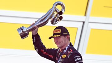 Monza (Italy), 02/09/2023.- Dutch driver Max Verstappen of Red Bull Racing celebrates winning the Italian Formula One Grand Prix at the Autodromo Nazionale in Monza, Italy, 03 September 2023. (Fórmula Uno, Italia) EFE/EPA/Daniel Dal Zennaro
