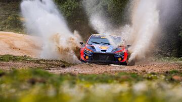 Thierry Neuville, con el Hyundai en el Rally de Italia.