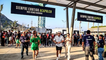 MEX9595. ACAPULCO (MÉXICO), 26/02/2024.- Personas asisten a la Arena GNP Seguros este lunes, durante el primer día del Torneo Abierto Mexicano de Tenis, en Acapulco estado de Guerrero (México). EFE/David Guzmán
