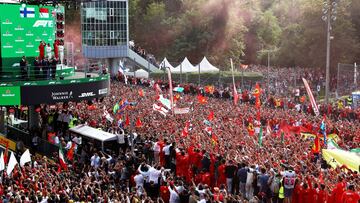 La afici&oacute;n de la F1 en Monza 2019, tras la victoria de Leclerc. 