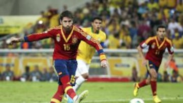 Sergio Ramos, en el momento de lanzar el penalti que falló.