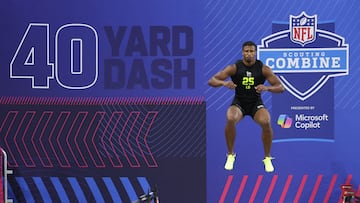 INDIANAPOLIS, INDIANA - FEBRUARY 26: Sonny Styles of the Ohio State Buckeyes participates in the 40-yard dash during the 2026 NFL Scouting Combine at Lucas Oil Stadium on February 26, 2026 in Indianapolis, Indiana. Stacy Revere/Getty Images/AFP (Photo by Stacy Revere / GETTY IMAGES NORTH AMERICA / Getty Images via AFP)