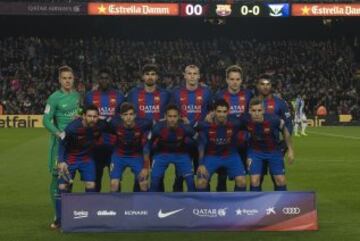 El once inicial del FC Barcelona. 